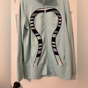 Lululemon In Stride Aquamarine Discover Stripe Jacket Size 12